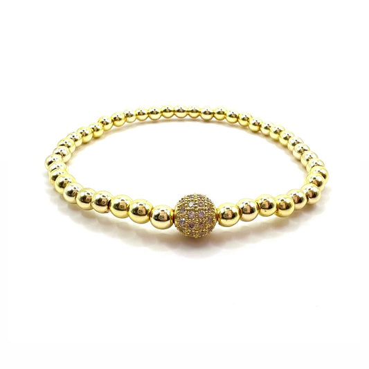 Gold Pearl Zirconia ball bracelet